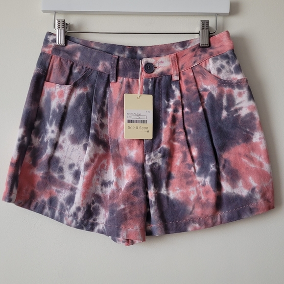 NWT See U soon Tie Dye High Waist Denim Shorts Size US 4 - Picture 2 of 8
